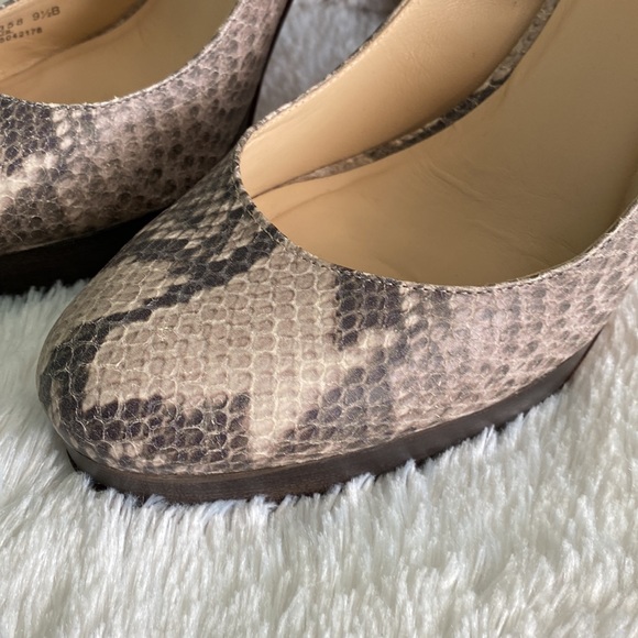COLE HAAN Nike Air Snakeskin Leather Print Mary Jane Wooden Platform Heels - Picture 5 of 9